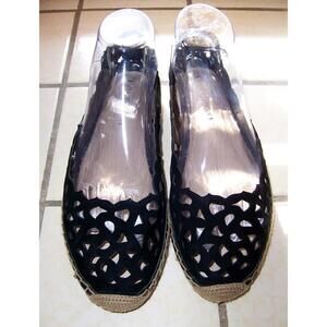 Via Spiga Bellerose Women's Espadrille Flats - Black Suede Lace Design - 8.5